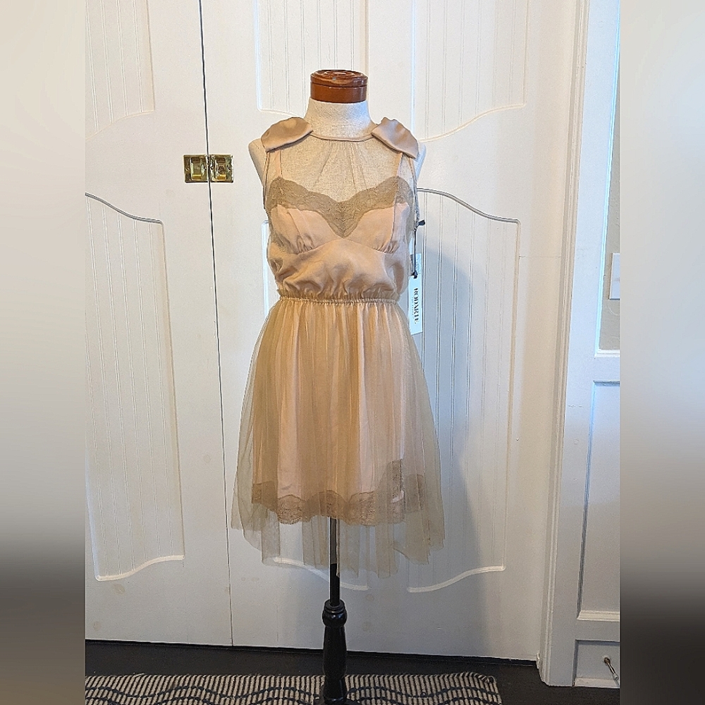 Rodarte for Target pink dress with coffee lace
